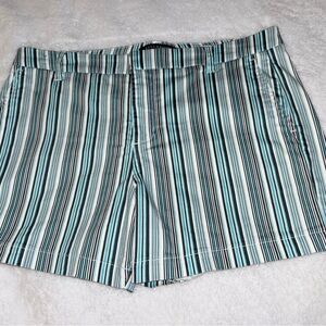 Liverpool Teal and Black Striped Women's Bermudas